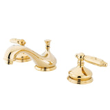 Georgian Two-Handle 3-Hole Deck Mount Widespread Bathroom Faucet with Brass Pop-Up Drain