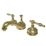 Heritage Two-Handle 3-Hole Deck Mount Widespread Bathroom Faucet with Brass Pop-Up Drain