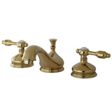 Tudor Two-Handle 3-Hole Deck Mount Widespread Bathroom Faucet with Brass Pop-Up Drain