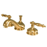 Heritage Two-Handle 3-Hole Deck Mount Widespread Bathroom Faucet with Brass Pop-Up Drain