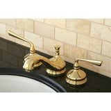 Silver Sage Two-Handle 3-Hole Deck Mount Widespread Bathroom Faucet with Brass Pop-Up Drain