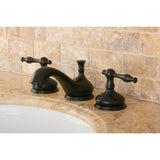 Heritage Two-Handle 3-Hole Deck Mount Widespread Bathroom Faucet with Brass Pop-Up Drain