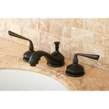 Silver Sage Two-Handle 3-Hole Deck Mount Widespread Bathroom Faucet with Brass Pop-Up Drain