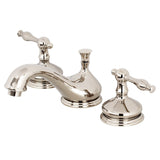 Heritage Two-Handle 3-Hole Deck Mount Widespread Bathroom Faucet with Brass Pop-Up Drain