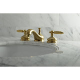 Georgian Two-Handle 3-Hole Deck Mount Widespread Bathroom Faucet with Brass Pop-Up Drain