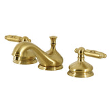 Georgian Two-Handle 3-Hole Deck Mount Widespread Bathroom Faucet with Brass Pop-Up Drain