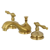 Heritage Two-Handle 3-Hole Deck Mount Widespread Bathroom Faucet with Brass Pop-Up Drain