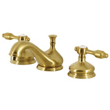 Tudor Two-Handle 3-Hole Deck Mount Widespread Bathroom Faucet with Brass Pop-Up Drain