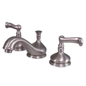 Two-Handle 3-Hole Deck Mount Widespread Bathroom Faucet with Brass Pop-Up Drain