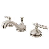 Georgian Two-Handle 3-Hole Deck Mount Widespread Bathroom Faucet with Brass Pop-Up Drain