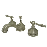 Heritage Two-Handle 3-Hole Deck Mount Widespread Bathroom Faucet with Brass Pop-Up Drain