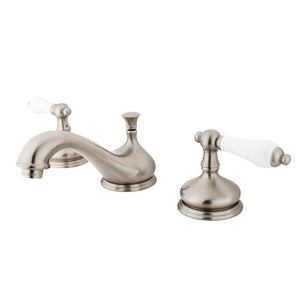 Heritage Two-Handle 3-Hole Deck Mount Widespread Bathroom Faucet with Brass Pop-Up Drain