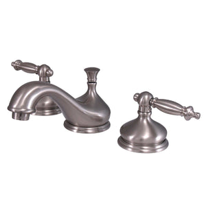 Heritage Two-Handle 3-Hole Deck Mount Widespread Bathroom Faucet with Brass Pop-Up Drain