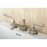 Silver Sage Two-Handle 3-Hole Deck Mount Widespread Bathroom Faucet with Brass Pop-Up Drain