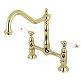 Heritage Two-Handle 2-Hole Deck Mount Bridge Kitchen Faucet