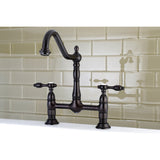 Tudor Two-Handle 2-Hole Deck Mount Bridge Kitchen Faucet