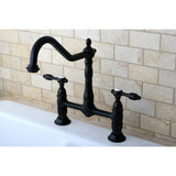 Tudor Two-Handle 2-Hole Deck Mount Bridge Kitchen Faucet