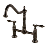 Tudor Two-Handle 2-Hole Deck Mount Bridge Kitchen Faucet