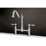 Tudor Two-Handle 2-Hole Deck Mount Bridge Kitchen Faucet