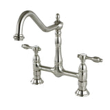 Tudor Two-Handle 2-Hole Deck Mount Bridge Kitchen Faucet