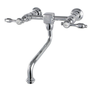 Tudor Double-Handle 2-Hole Wall Mount Bathroom Faucet