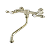 Tudor Double-Handle 2-Hole Wall Mount Bathroom Faucet