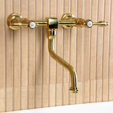 Tudor Double-Handle 2-Hole Wall Mount Bathroom Faucet