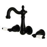 Heritage Double-Handle 3-Hole Wall Mount Bathroom Faucet