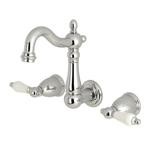 Heritage Double-Handle 3-Hole Wall Mount Bathroom Faucet