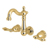 Heritage Double-Handle 3-Hole Wall Mount Bathroom Faucet