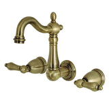 Heritage Double-Handle 3-Hole Wall Mount Bathroom Faucet