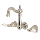 Heritage Double-Handle 3-Hole Wall Mount Bathroom Faucet