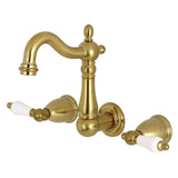 Heritage Double-Handle 3-Hole Wall Mount Bathroom Faucet