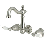 Heritage Double-Handle 3-Hole Wall Mount Bathroom Faucet