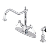 Bel-Air Two-Handle 2-or-4 Hole Kitchen Faucet with Deck Plate and Brass Sprayer