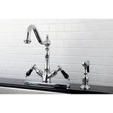 Duchess Two-Handle 2-or-4 Hole Kitchen Faucet with Deck Plate and Brass Sprayer