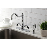 Duchess Two-Handle 2-or-4 Hole Kitchen Faucet with Deck Plate and Brass Sprayer