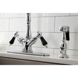 Duchess Two-Handle 2-or-4 Hole Kitchen Faucet with Deck Plate and Brass Sprayer