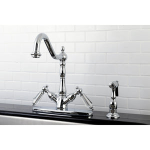 Wilshire Two-Handle 2-or-4 Hole Kitchen Faucet with Deck Plate and Brass Sprayer