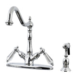 Wilshire Two-Handle 2-or-4 Hole Kitchen Faucet with Deck Plate and Brass Sprayer