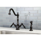 Duchess Two-Handle 2-or-4 Hole Kitchen Faucet with Deck Plate and Brass Sprayer