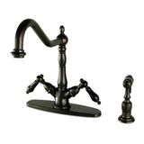 Duchess Two-Handle 2-or-4 Hole Kitchen Faucet with Deck Plate and Brass Sprayer