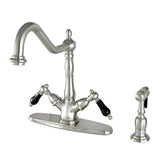 Duchess Two-Handle 2-or-4 Hole Kitchen Faucet with Deck Plate and Brass Sprayer