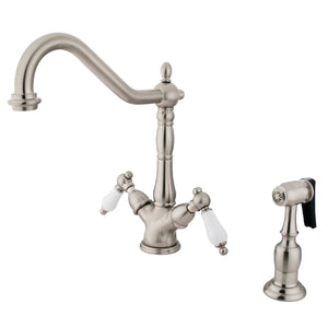 Heritage Two-Handle 2-Hole Kitchen Faucet with Brass Sprayer