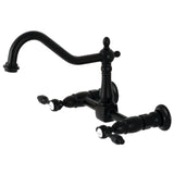 Tudor Two-Handle 2-Hole Wall Mount Bridge Kitchen Faucet