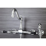 Duchess Two-Handle 2-Hole Wall Mount Bridge Kitchen Faucet with Brass Sprayer