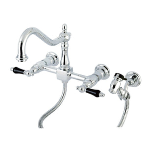 Duchess Two-Handle 2-Hole Wall Mount Bridge Kitchen Faucet with Brass Sprayer