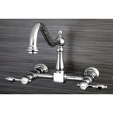 Tudor Two-Handle 2-Hole Wall Mount Bridge Kitchen Faucet