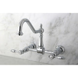 Tudor Two-Handle 2-Hole Wall Mount Bridge Kitchen Faucet