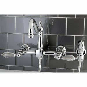 Wilshire Two-Handle 2-Hole Wall Mount Bridge Kitchen Faucet with Brass Sprayer